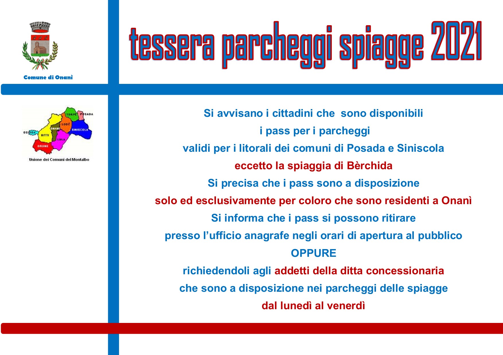 Tessera spiagge 2021